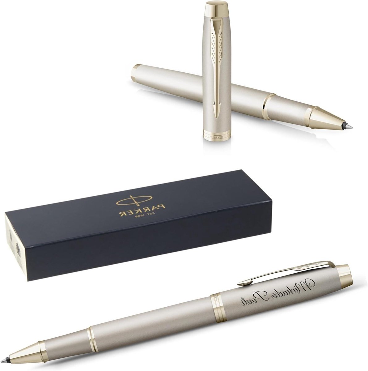 Rollerbal Pen Gepersonaliseerd - Schrijfgerei Metaal - Cadeau Geven - Precisie Lasergravure - 137 x 12 cm - Champagne