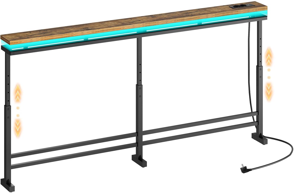 SnelShoppen - In hoogte verstelbare haltafel met LED-verlichting en oplaadstation voor feest, tuin, keuken, camping - ideaal voor kinderen en volwasse