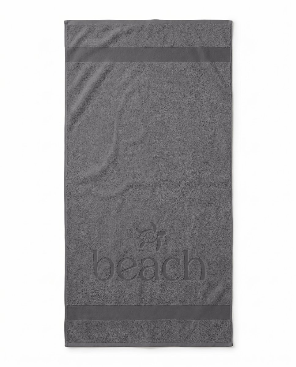 Zohome Strandlaken Turtle Beach - 100x200 cm - 100% Katoen - Grey - Badlaken - Strandlaken - Strandhanddoek
