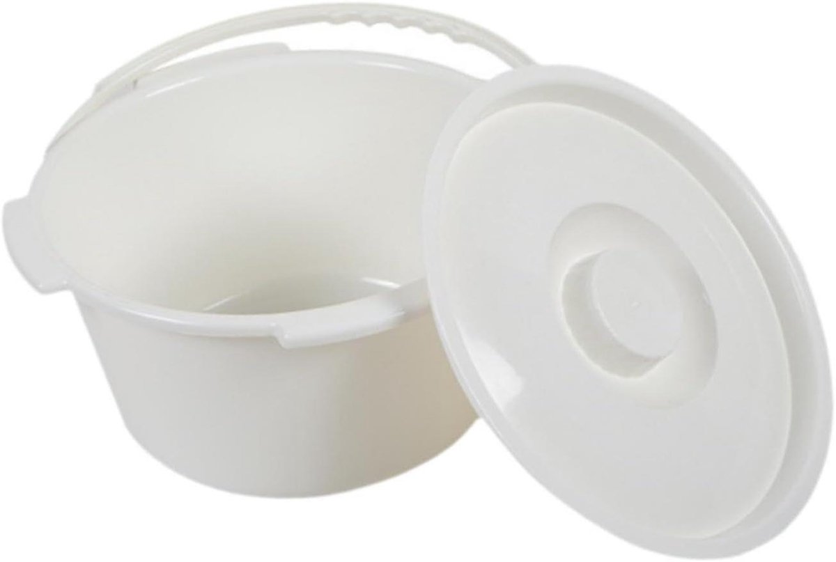 Draagbare Toiletemmer - Reistoilet Ouderen - Hygiënisch Gemak - Geurwerend Deksel - 30 x 15 x 20 cm - Wit