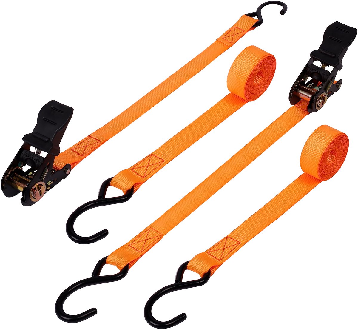 Dailygoods - 2 Pak Sjorbanden met S-haken & Rubberen Handvatten - 500 kg Draagkracht