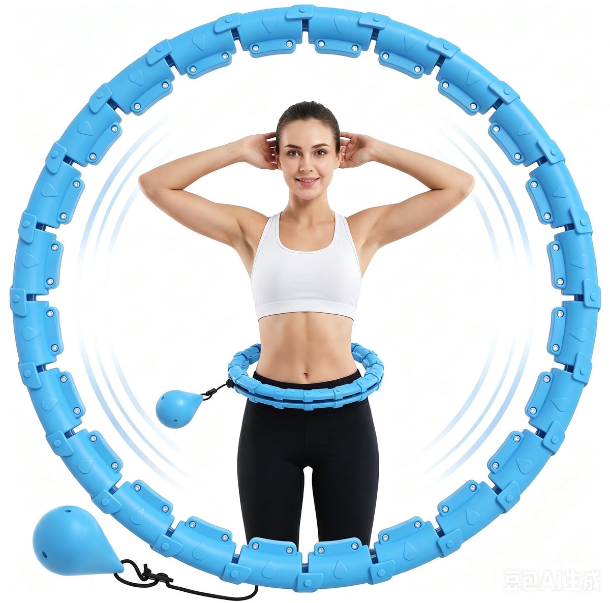 SnelShoppen - Intelligente Fitnessband 32 Afneembare Delen (57-165 cm) voor Gewichtsverlies, 360° Kogellagers, Stil, Sportuitrusting voor Thuis voor D