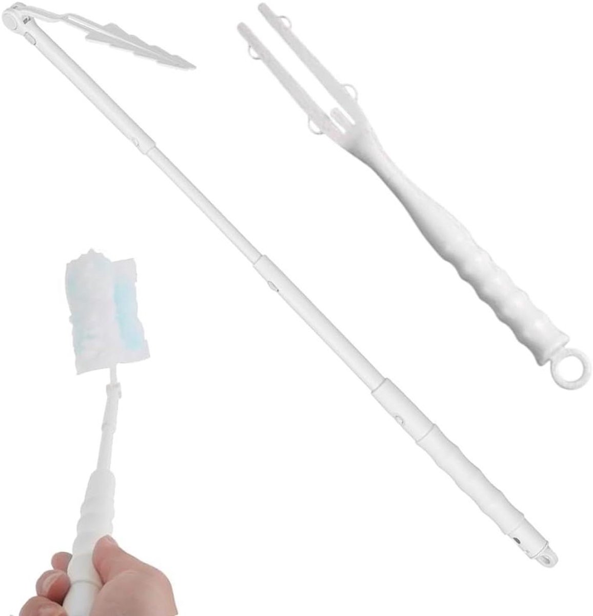 Duster Handvatten - Telescopische Stelen - Stof Vrijmaken - Verstelbare Lengte - 2 Stuks - Grijs