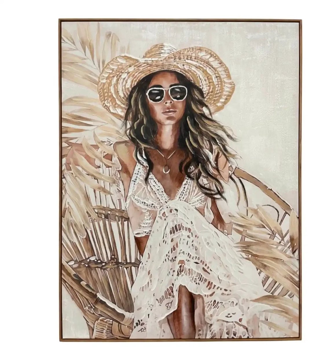 Mansion atmosphere Canvas Schilderij Layla – Vrouw met Hoed 90x120 cm