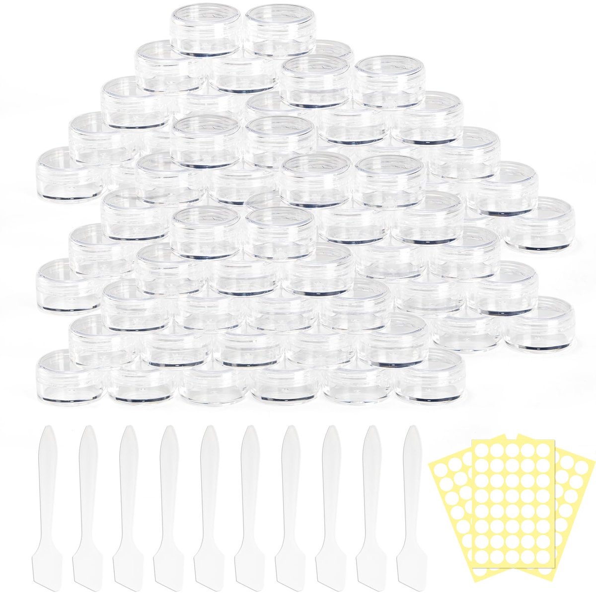 SnelShoppen - 100 stuks lege crèmepotjes 3 g/3 ml met schroefsluiting, transparante monsterdoosjes voor vloeibare monsters, poedercrème, ideaal voor r