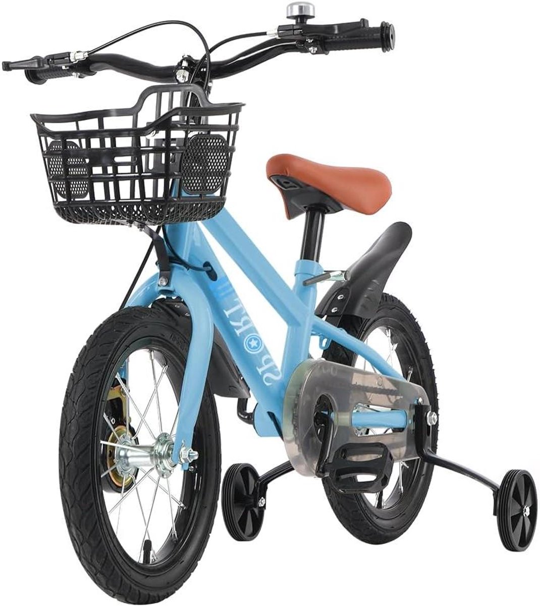 Kinderfiets - Meisjesfiets Jongensfiets - Veilig Leren Fietsen - Anti-kantel Hulpwielen - 12 tot 18 inch - Blauw