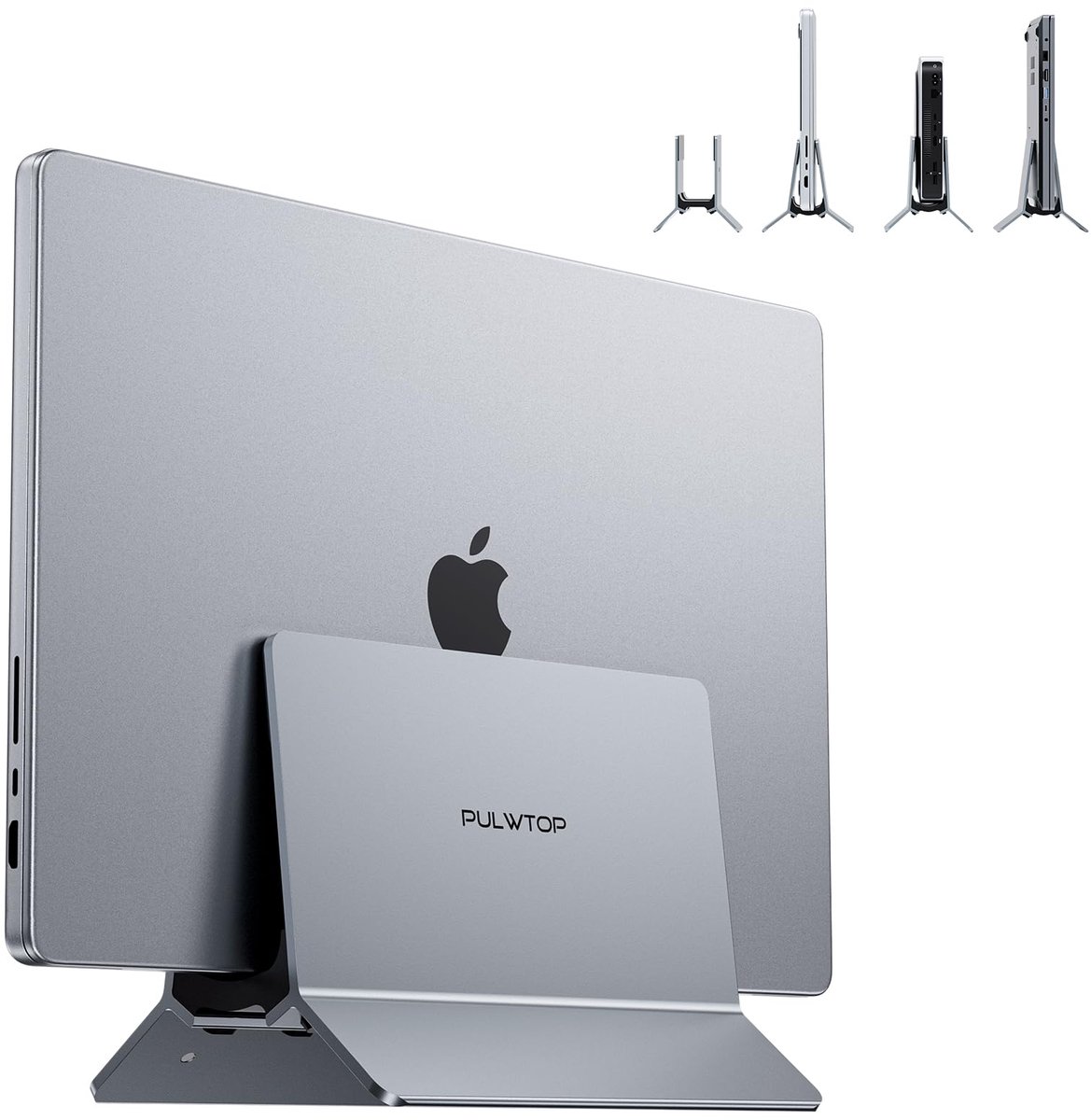 SnelShoppen - PULWTOP Verticale Laptopstandaard Aluminium voor MacBook Air & Pro, Mac Mini, iPad, Geschikt voor Thuis en Kantoor, Desk Stand met Compa