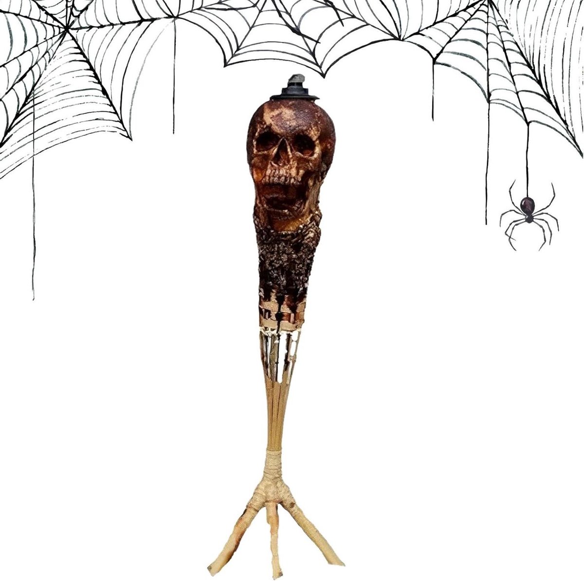 Schedel Tiki Fakkels - Tuinfakkel Buitenverlichting - Terras Verlichten - Spookachtig Schedelontwerp - 30 x 10 cm - Niet gespecificeerd