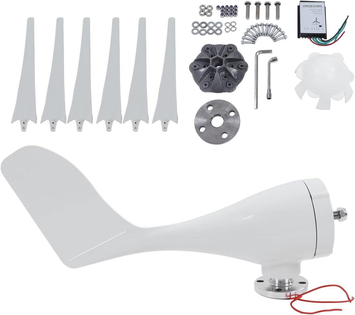 Windturbine Generator - Windmolen Kit - Off-grid Stroom - Zes Bladen - 1.2m Diameter - Grijs