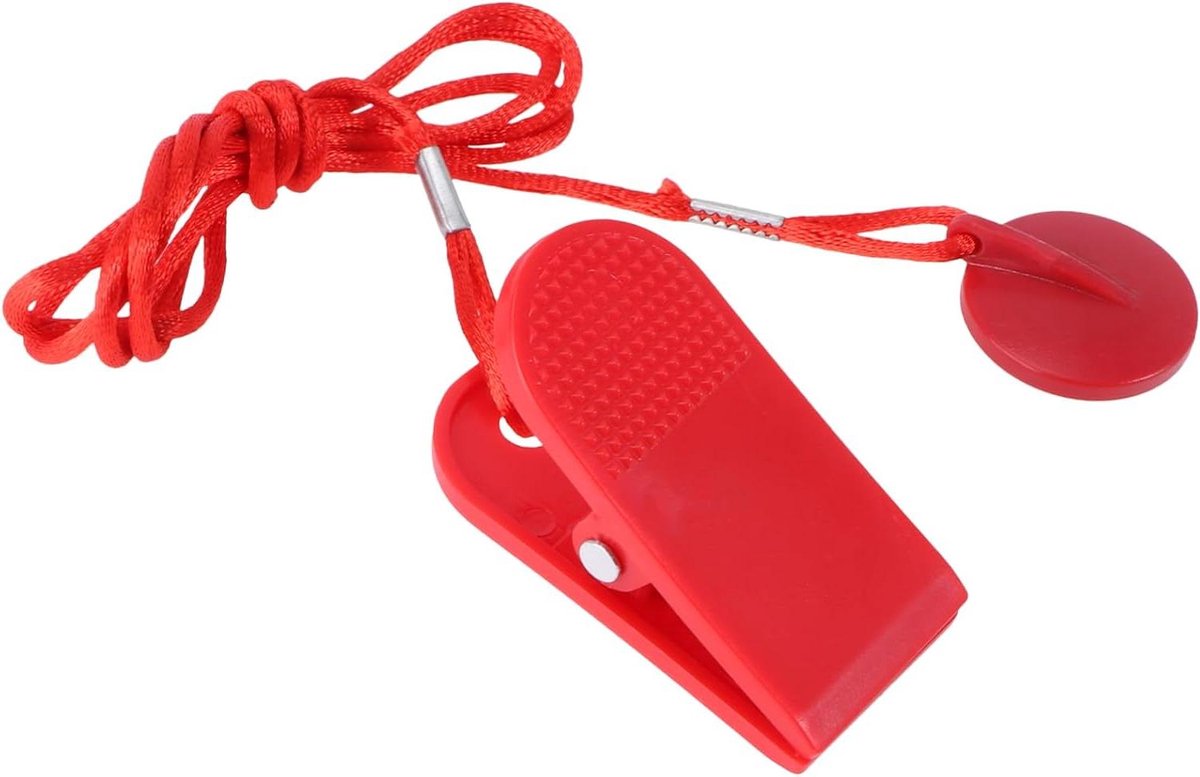 Loopband Veiligheidssleutel - Noodstop Magneet Clip - Fitness Veiligheid - Automatische Noodstop - 105 cm - Rood