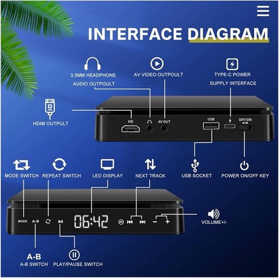 Draagbare dvd-speler - Home Mini HD - Films Kijken - Aansluitbaar op TV - 800 Gram - Zwart — afbeelding 3