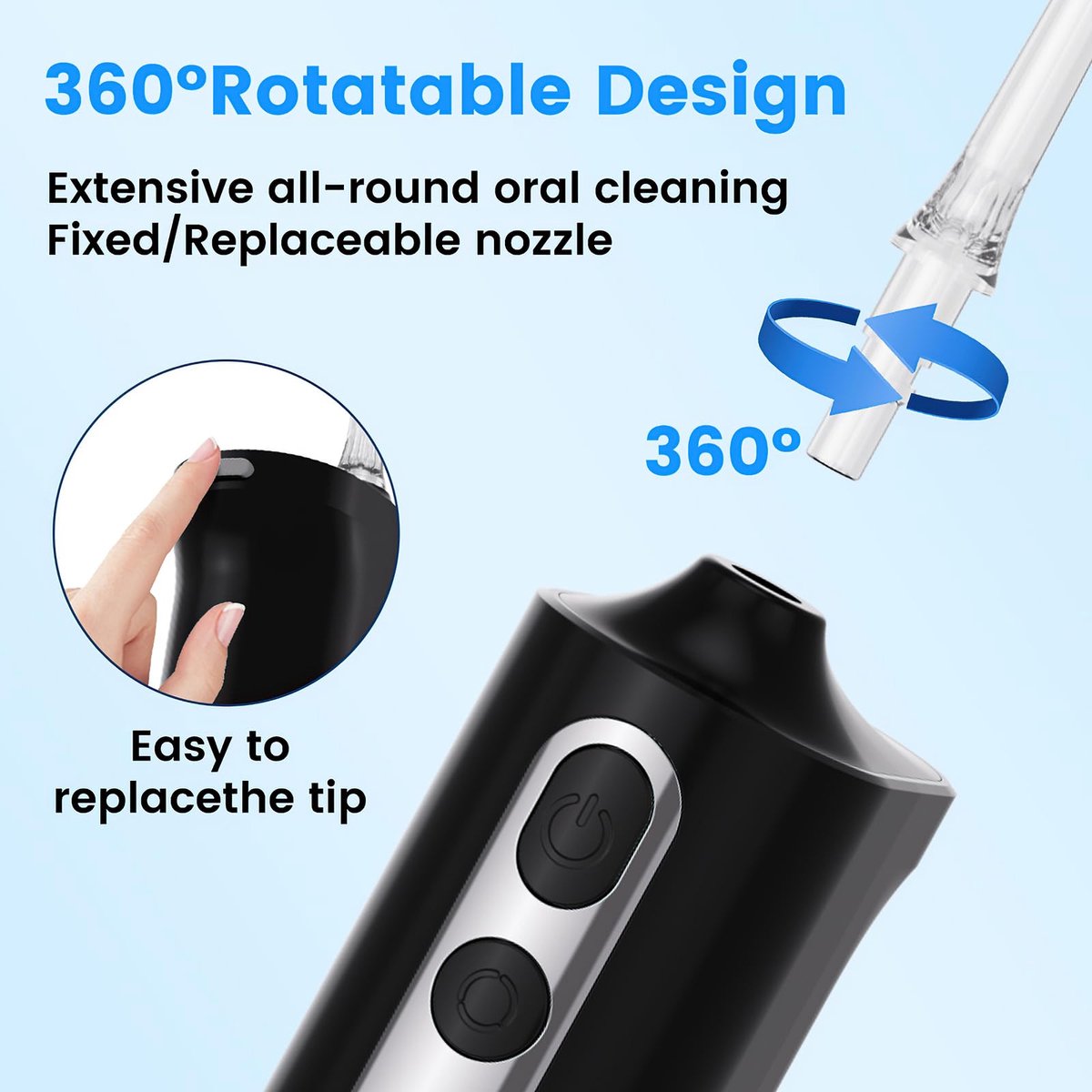 SnelShoppen - Draadloze Mondirrigator - 300 ml Waterflosser - Elektrische Interdentaalreiniger - 4 Modi en 4 Mondstukken - Oplaadbaar en IPX7 Waterdic thumbnail 2