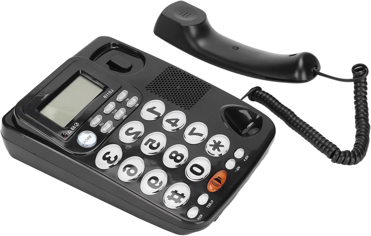 Vaste Telefoon - Huistelefoon Kantoortelefoon - Bellen en Communiceren - Nummerherkenning Handsfree - 23 x 22 x 7 cm - Zwart