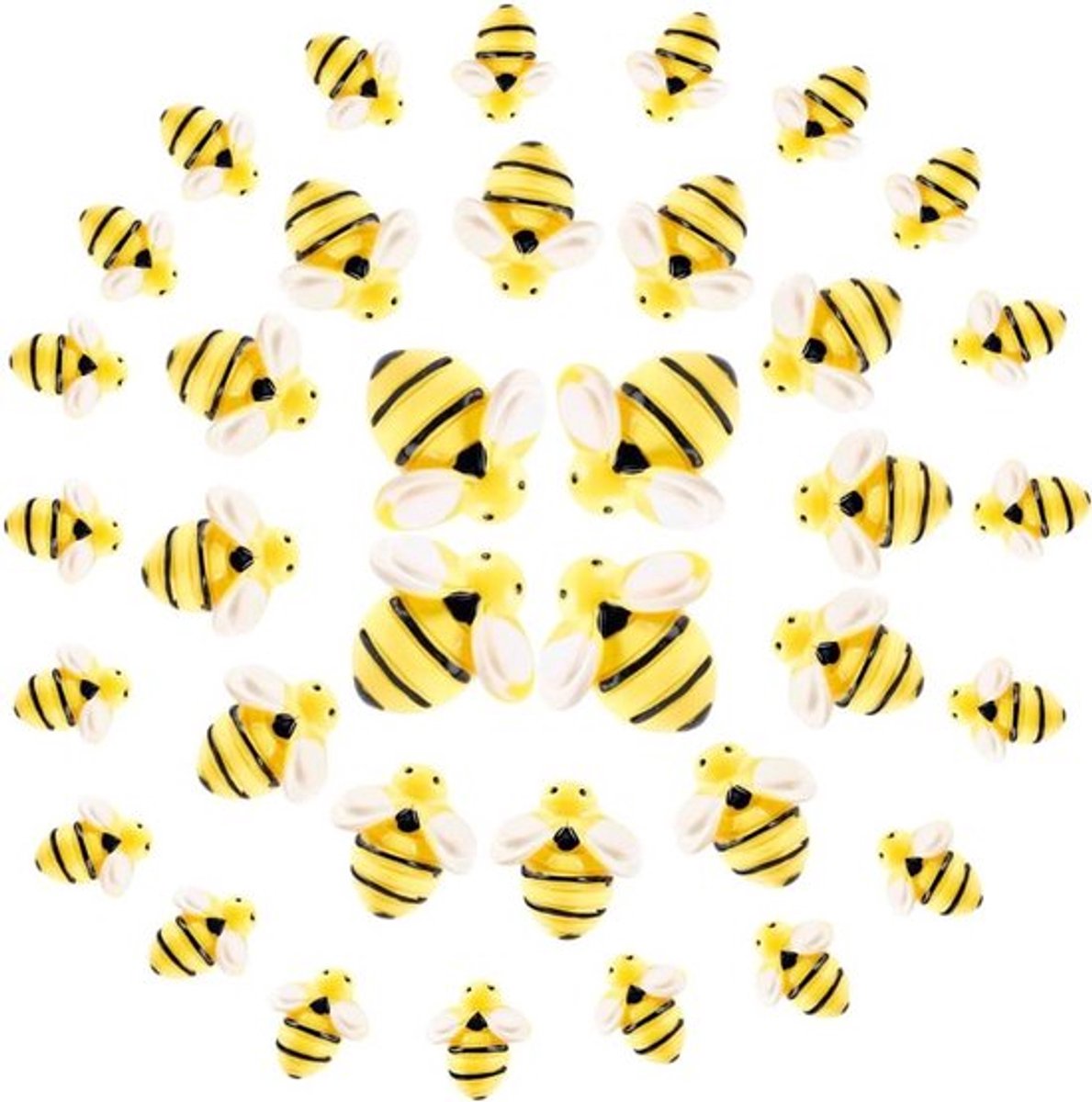 Mini Hars Bijen Flatback - Plastic - Tuin Decoraties - Kleine Hommel - DIY Ambachten - Geschikt voor Woondecoratie - Bijen - 50 stuks - Leuke - Verjaardag Thema - Honing - Scrapbooking.