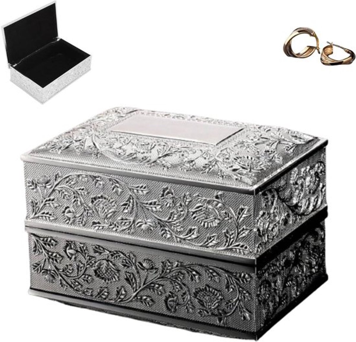 Decoratieve Sieradendoos met Vintage Rechthoekige Schatkist voor Dames - Prachtige Trinket Organizer