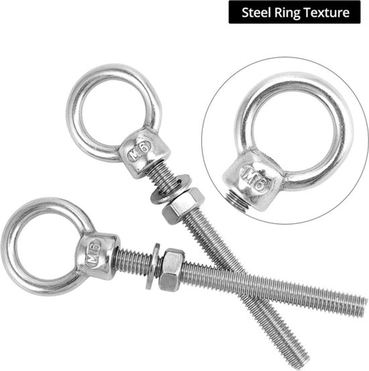 Oogbouten van Roestvrij Staal, M6x60mm, 6 Stuks, Bevestiging en Ophanging