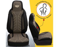 Premium Camper stoelhoezen voor Pössl H-Line PLKT212 in Zwart/Bruin (2 losse stoelen)