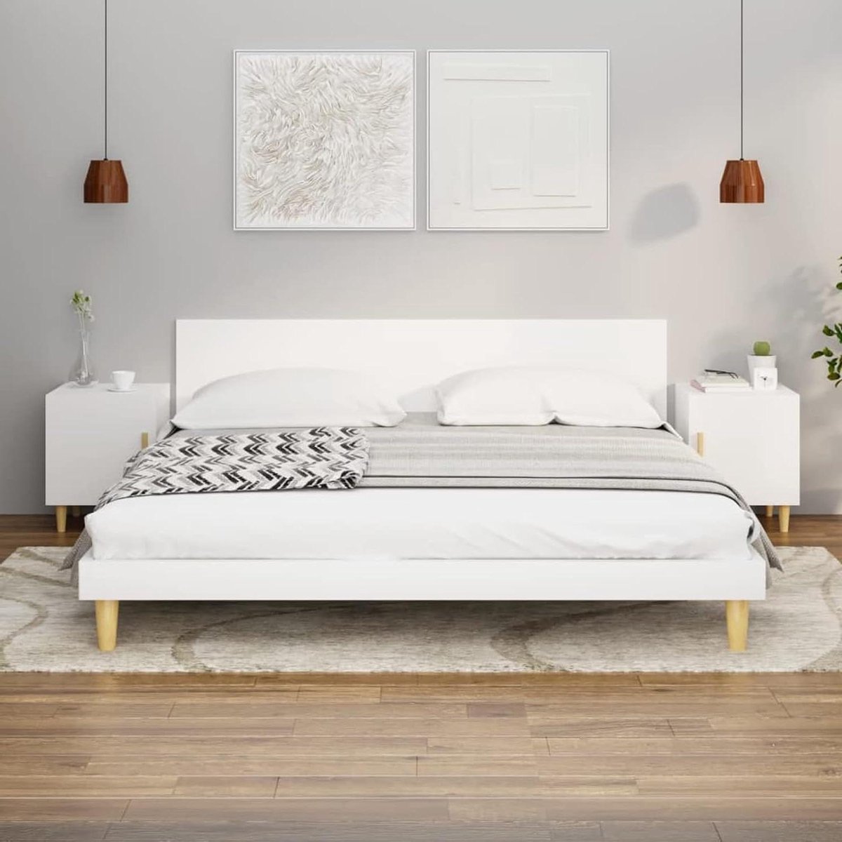 Nachtkastjes set - Slaapkamerkastjes bijzettafels - Opbergen slaapkamer - Met deur en lade - 55 x 415 x 22 cm