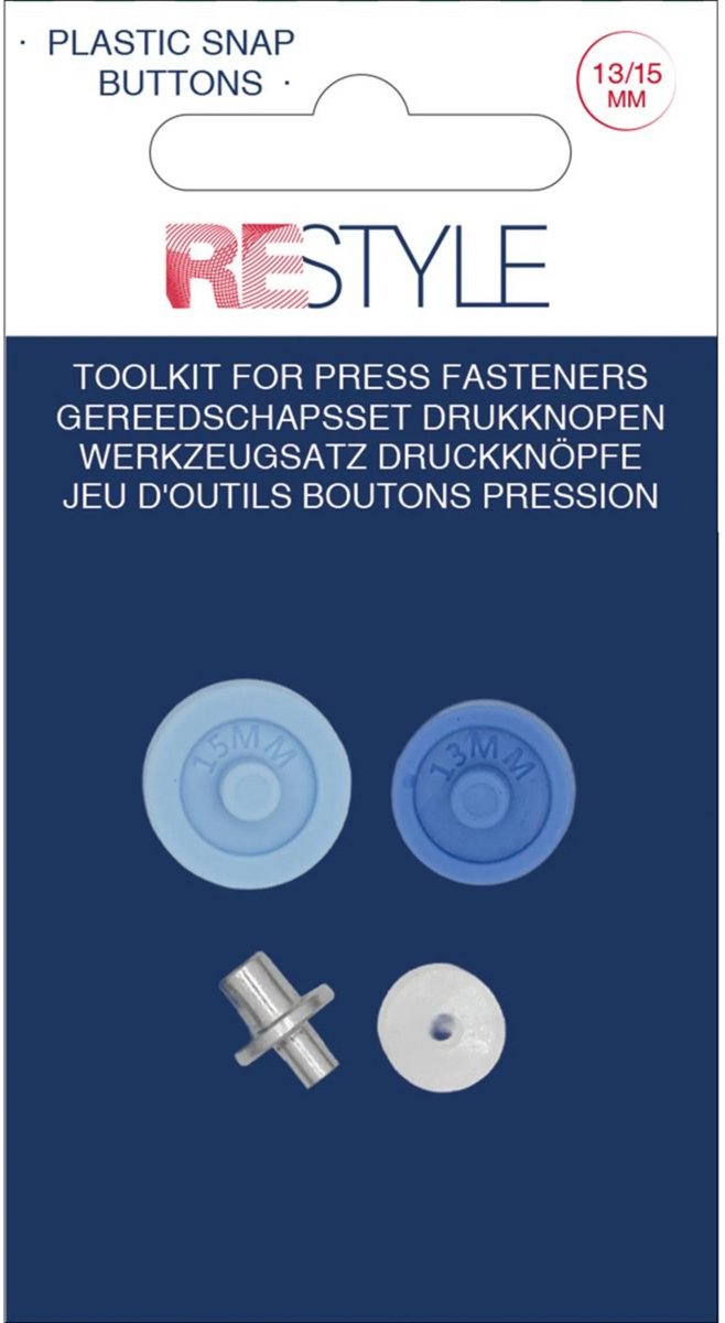 ReStyle Gereedschapsset naaivrije snaps drukknopen met metalen kap 15 mm