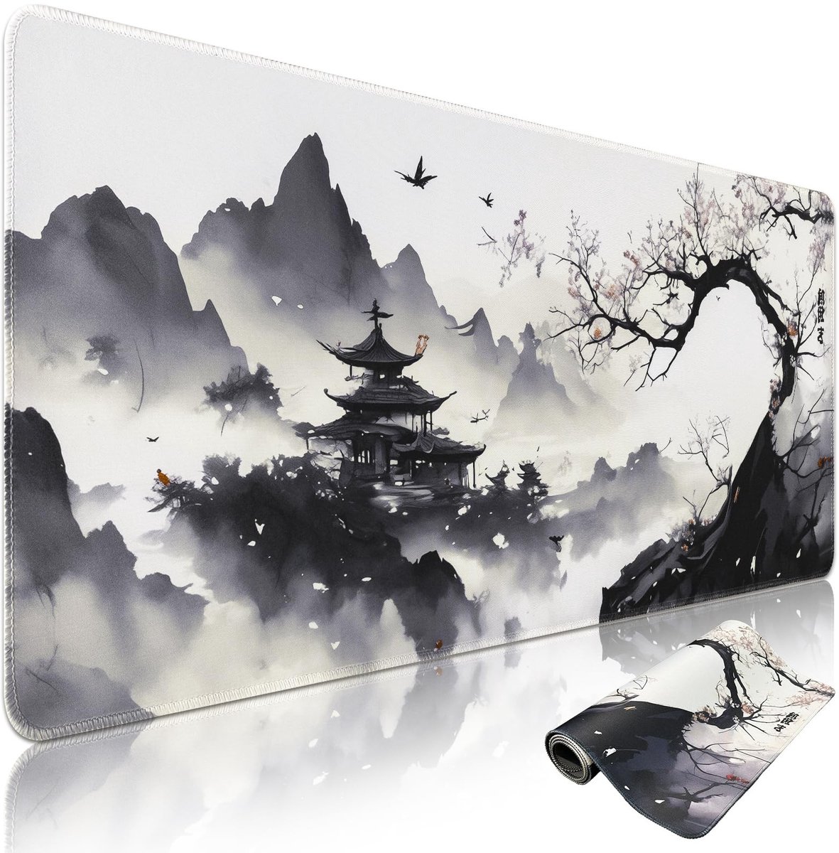 Dailygoods - XXL Gaming Muismat - Ink Style 1200x600mm met Antislip Rubber Onderkant