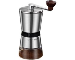 Koffiemolen Handmatig - Bonenmaler Keramisch - Verse Koffie Zetten - 8 Instelbare Grofheden - 21.5 cm - Blauw Zilver