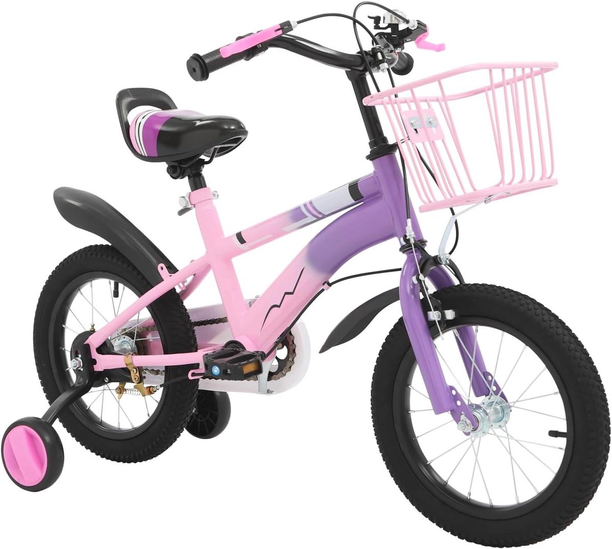 Kinderfiets 14 inch sfiets sfiets Leren Fietsen Dubbel Remsysteem 14 inch Paars