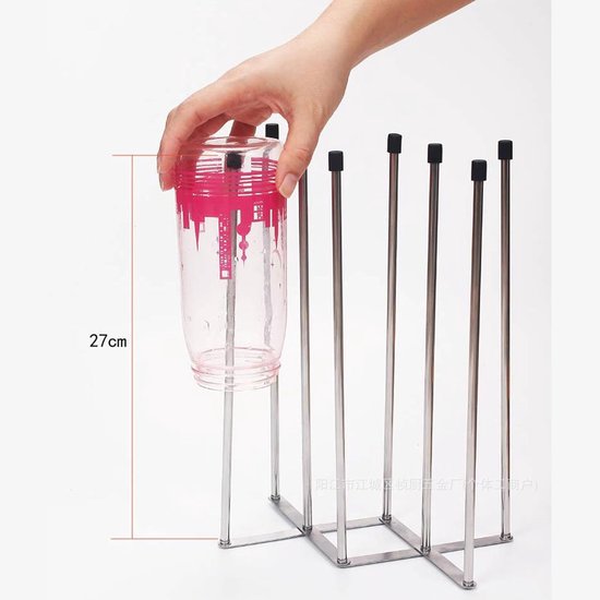 Flessen Droogrek - Afvoerhouder - Flessen Drogen - Opvouwbaar Ontwerp - 8 Takken - Zilver — afbeelding 5