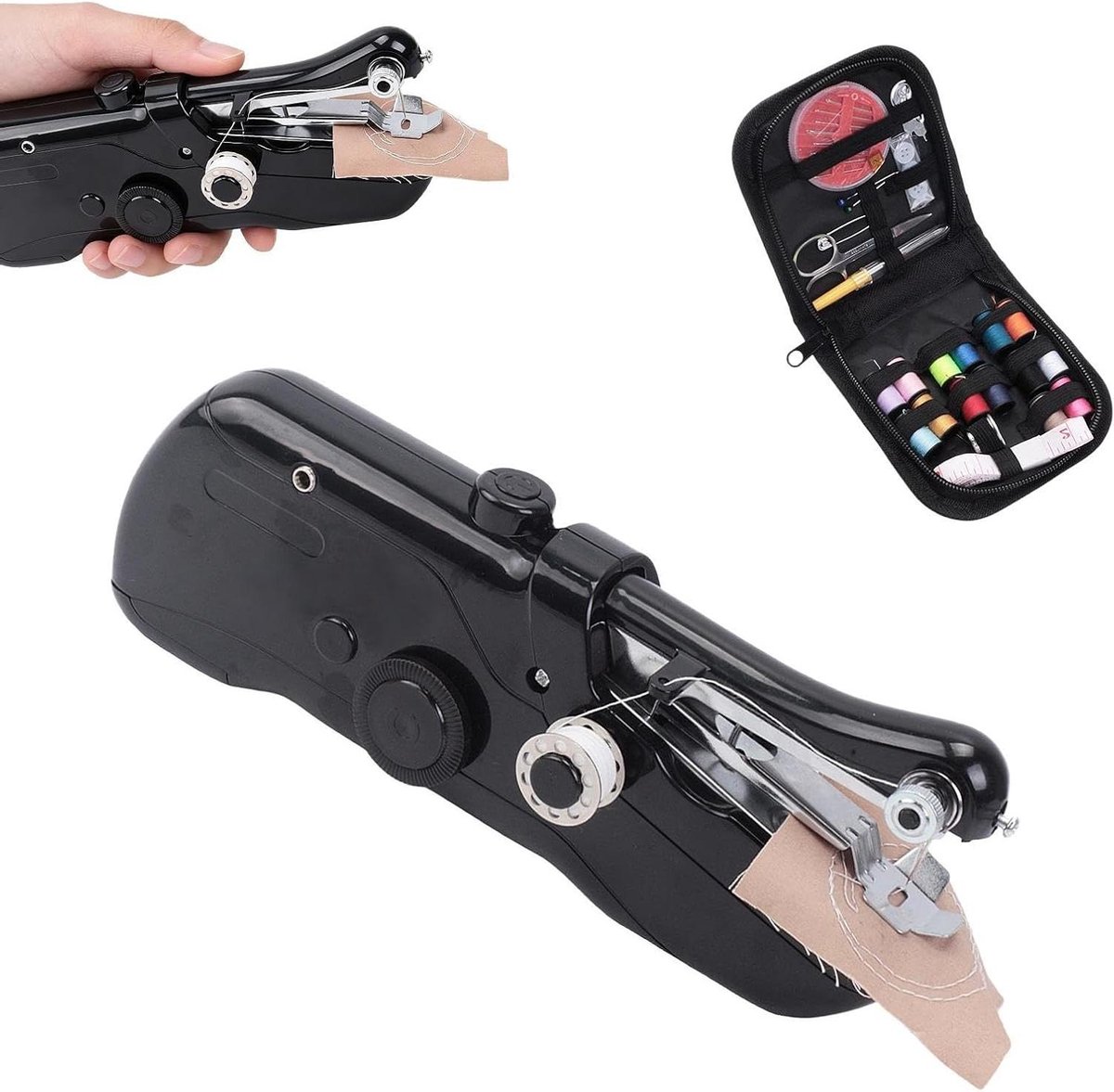 Handnaaimachine - Draagbaarapparaat - Kledingreparatie - Dubbele stroombron - Compact ontwerp - Zwart
