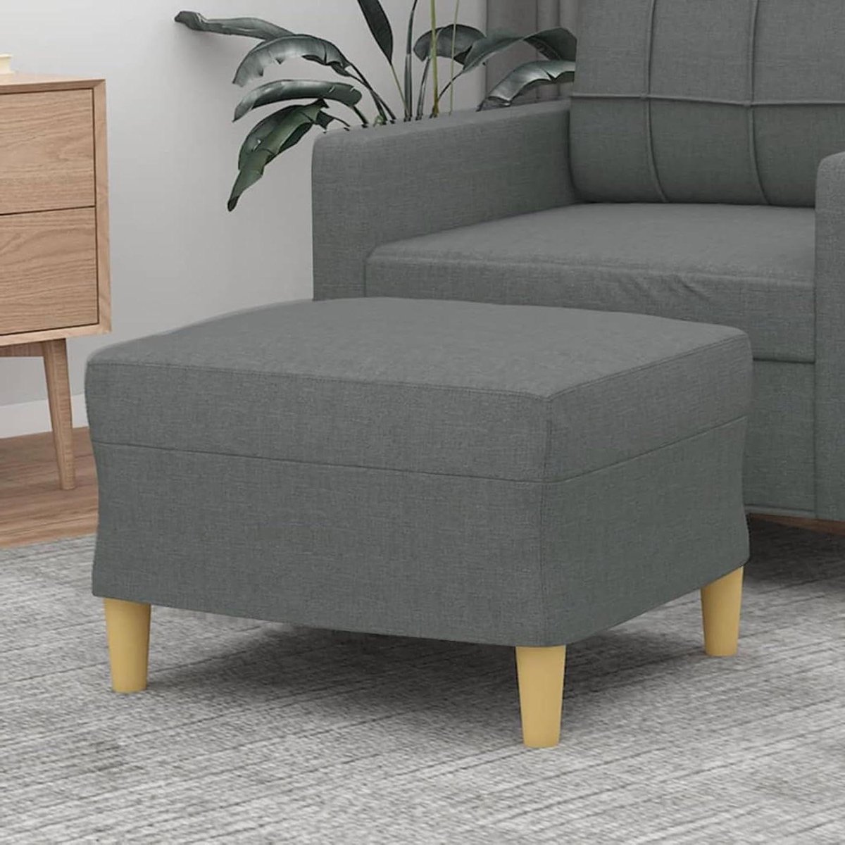Voetenbank Stof - Poef Sofa Kruk - Ontspannen Zitten - Robuuste Plywood Structuur - 60 x 50 x 41 cm