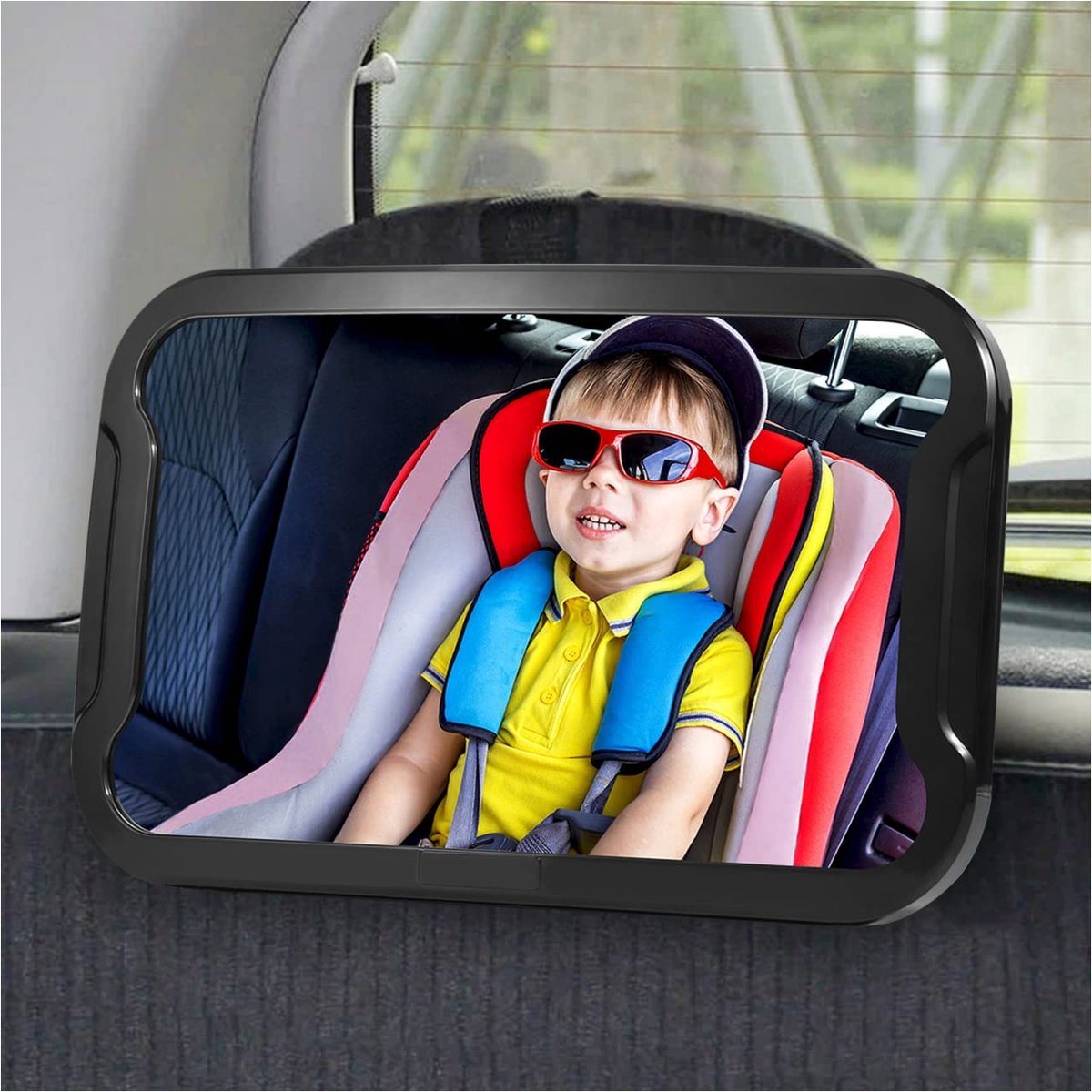 SnelShoppen - 360° Baby Autospiegel - Onbreekbare Achterbankspiegel - Big Vision - Aanpasbaar voor Hoofdsteunen - Veiligheid voor Kinderen in Auto
