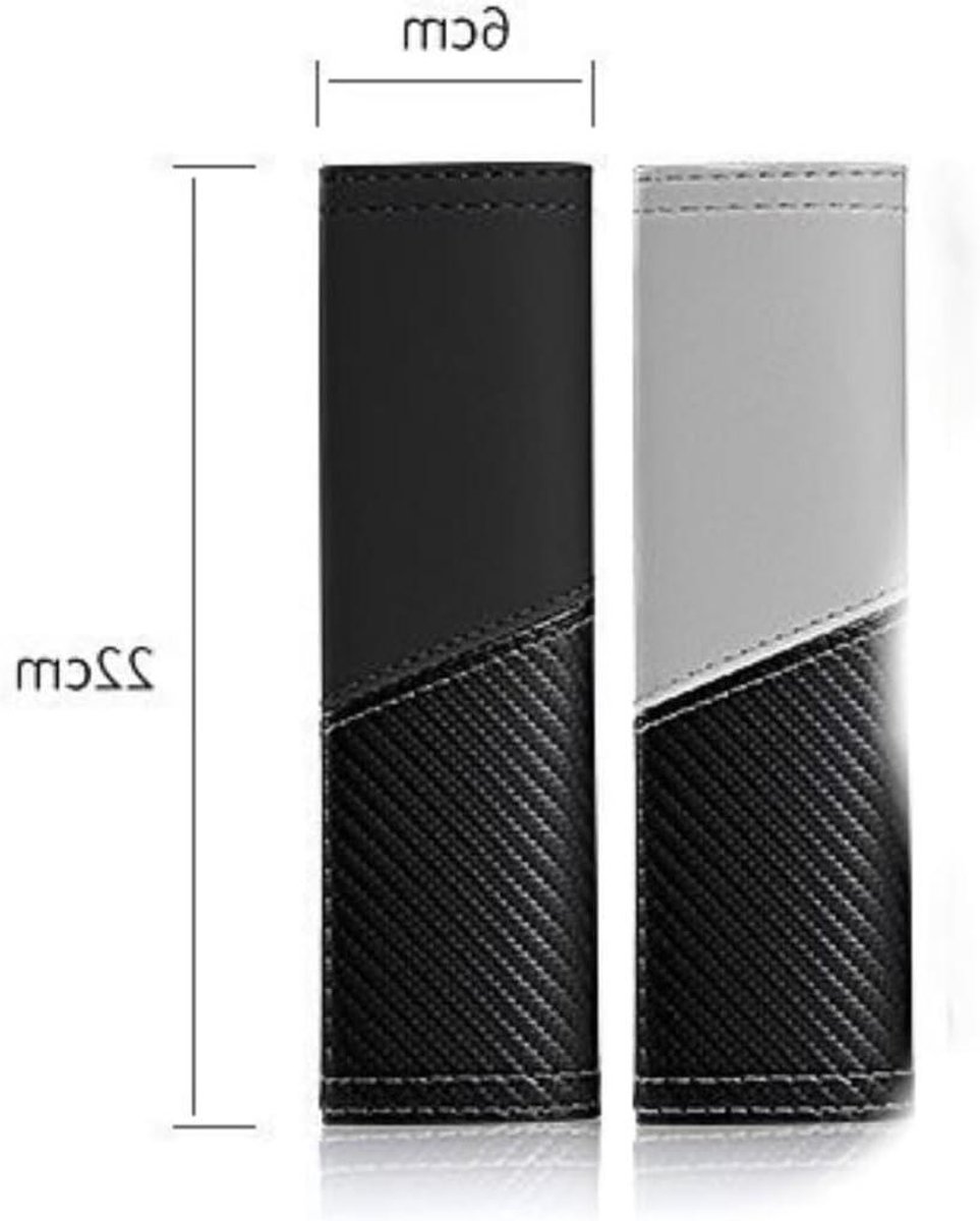 Gordelbeschermer 2 Stuks - Schouderpads - Comfortabel Rijden - Koolstofvezel Look - Universeel - Zwart