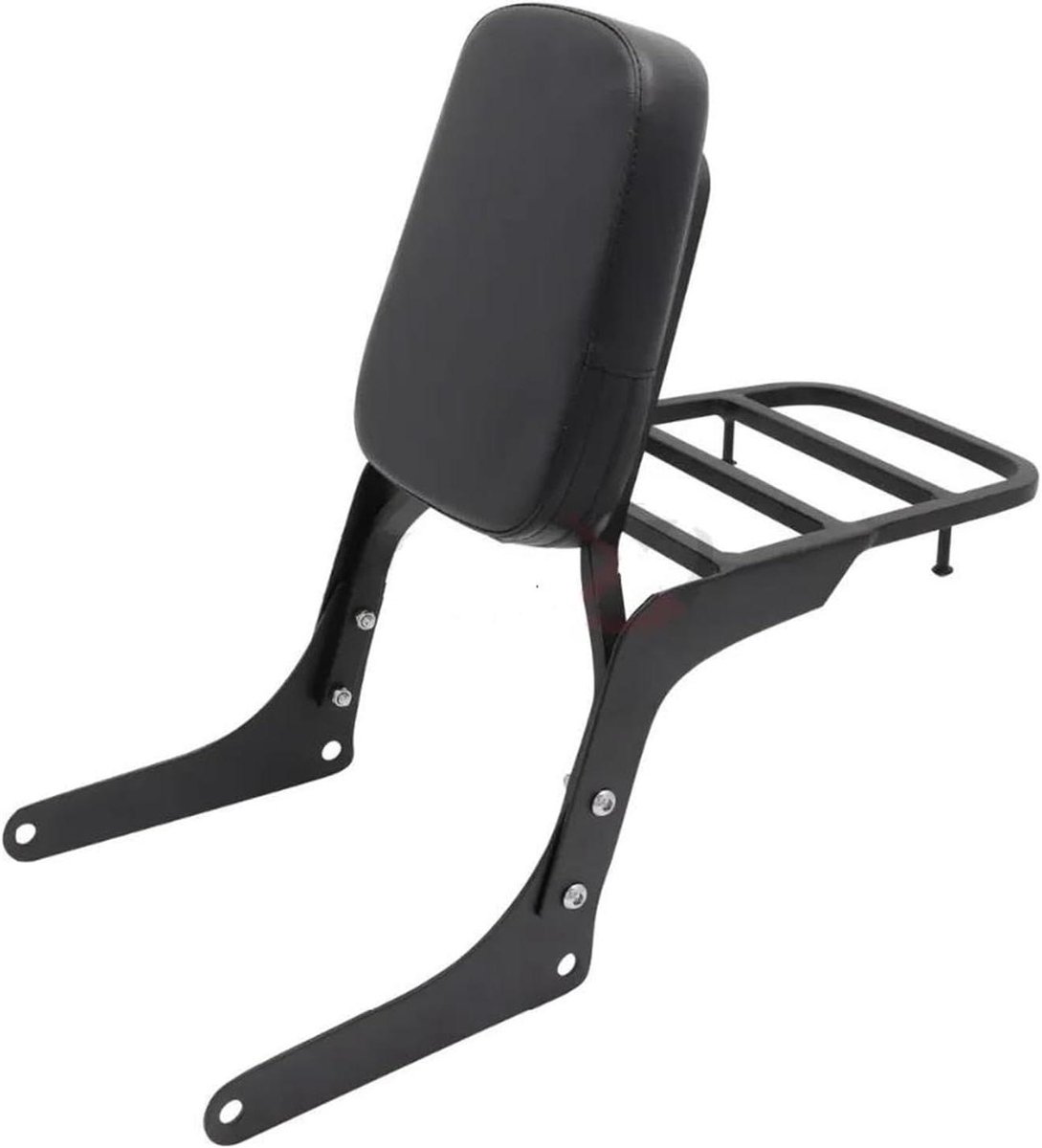 Motorfiets Rugleuning - Sissybar Passagier - Comfortabel Rijden - Afneembaar Bagageplatform - 3.3 kg - Zwart