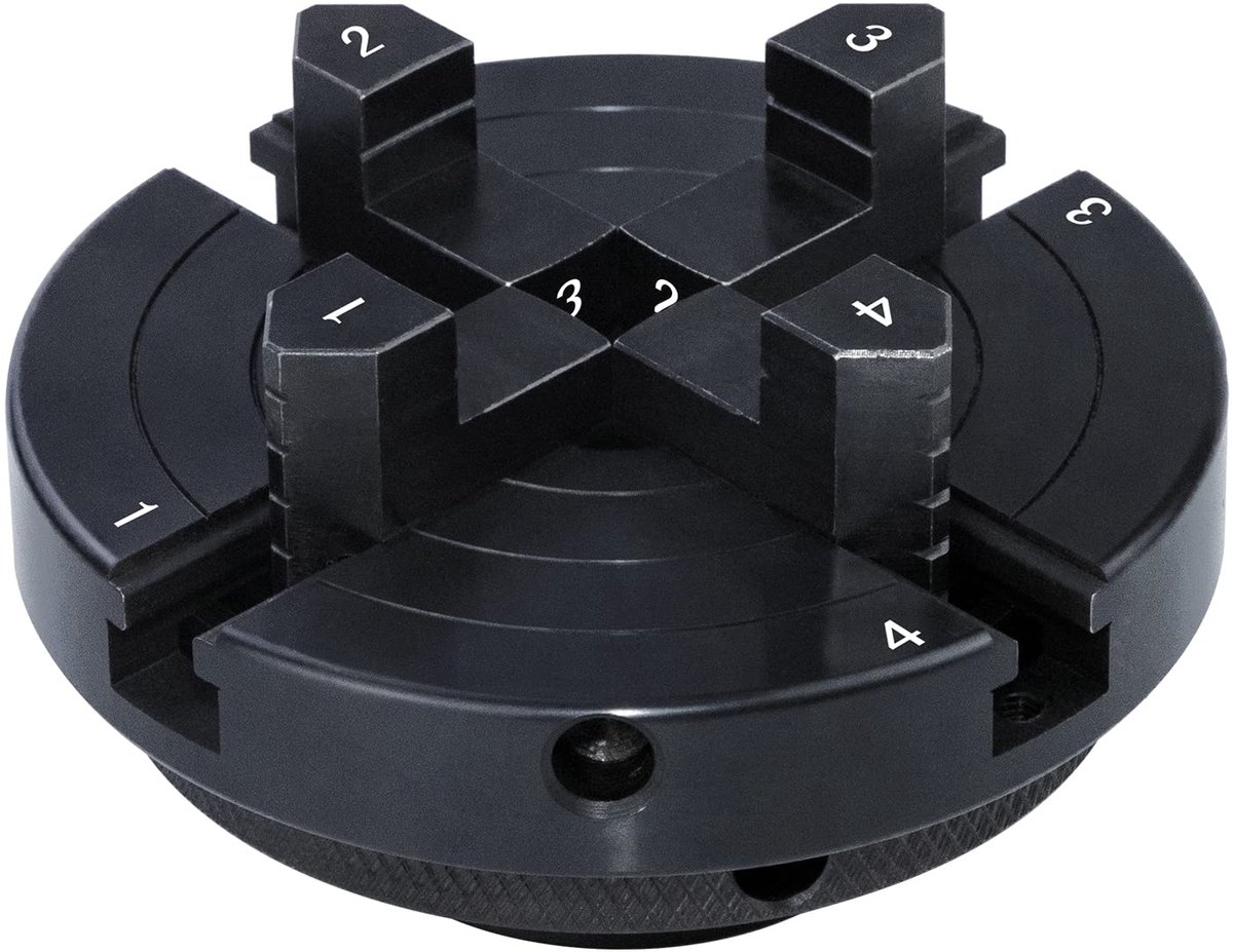 Dailygoods- Draaikop 100mm - Zelfcentrerende 4-Kaak - Geschikt Voor 1''X8TPI/3/4''X16TPI - Houtdraaien - Vergrendelingslichaam - CNC Precisiebewerking - Houtdraaibank