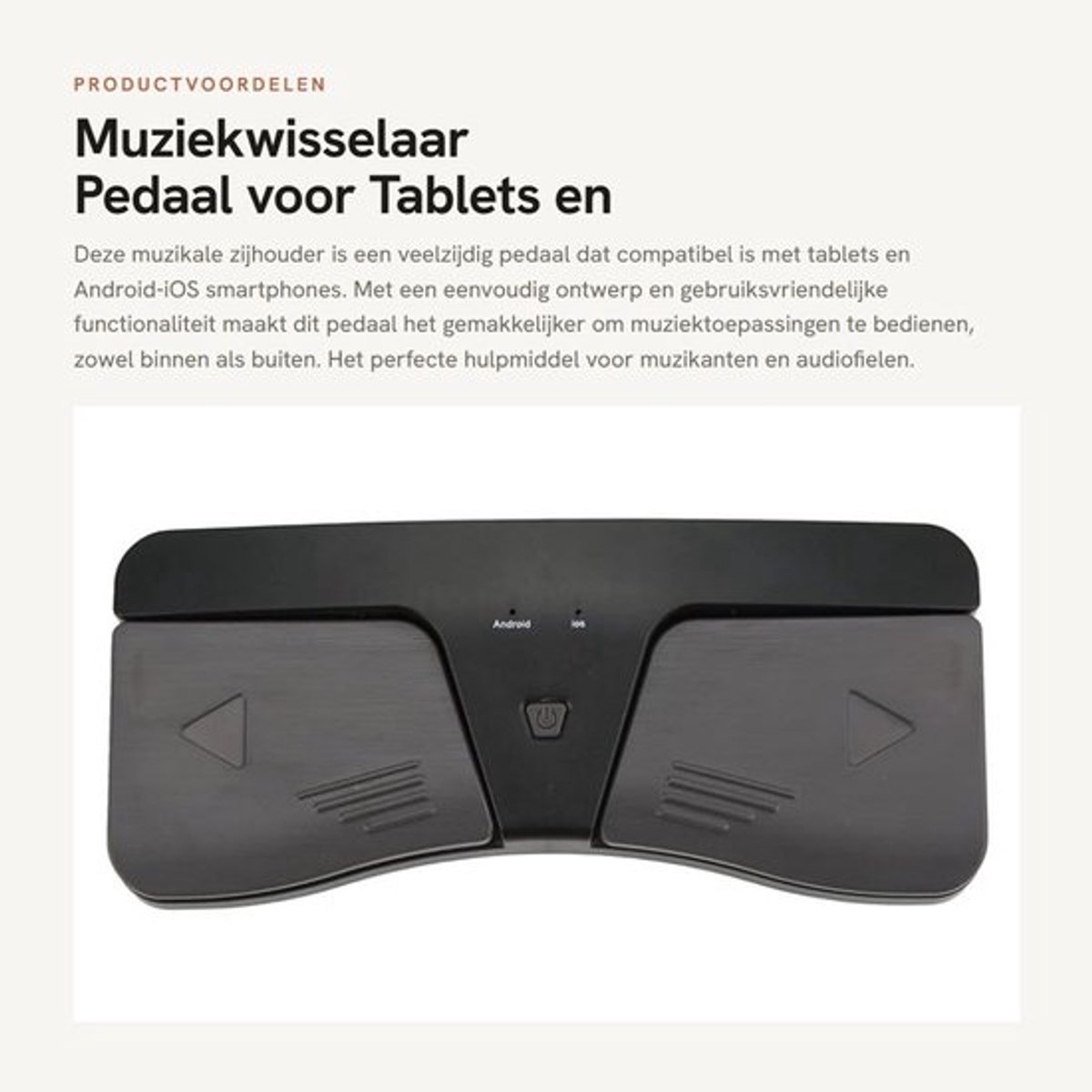 Muziekwisselaar Pedaal voor Tablets en Smartphones met Compatibiliteit voor Muziektoepassingen