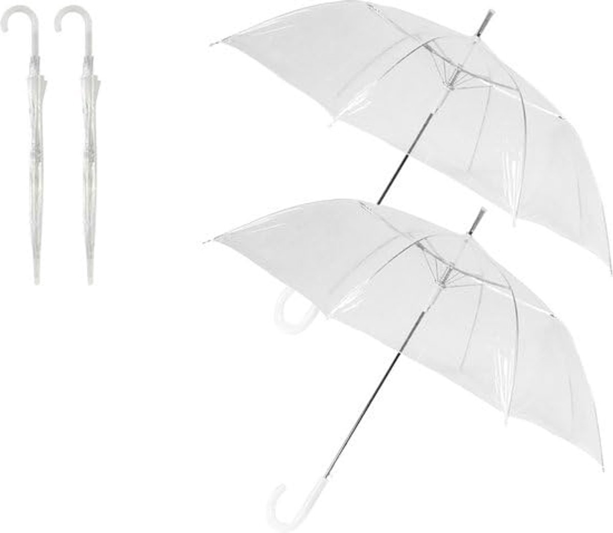 Dailygoods- Koepelparaplu Transparant 102 cm - Set van 2 - Bruidsparaplu/Trouwparaplu - Winddicht - Lichtgewicht - Hoogwaardig Polyester - Regenparaplu