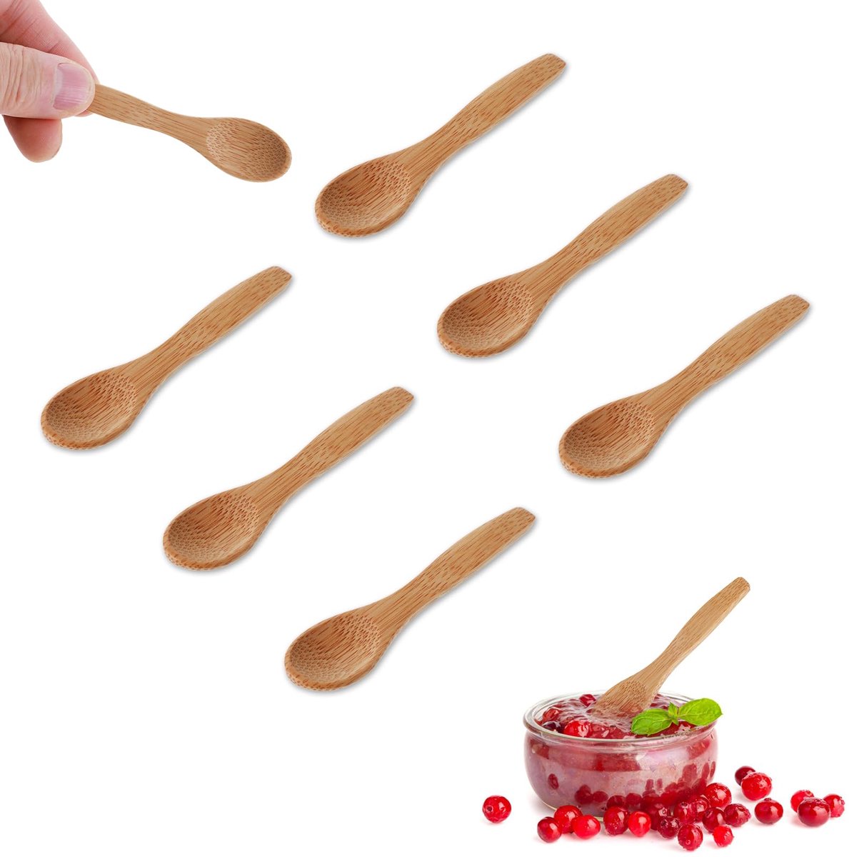 Dailygoods - 6 Stuks Mini Houten Lepels - Handgemaakte Keukenaccessoires voor Honing en Thee