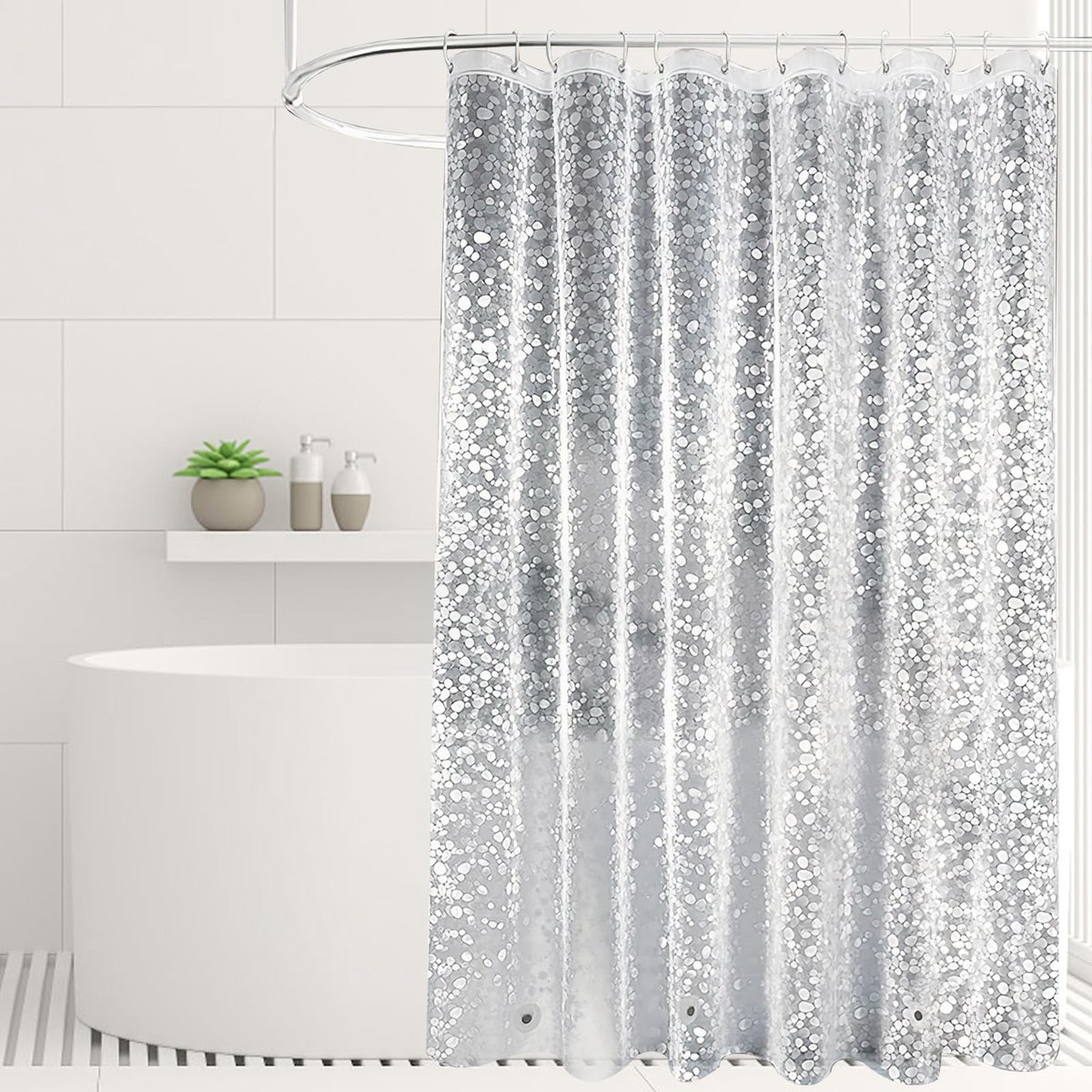 Dailygoods - Transparante Douchegordijn 180 x 200 cm met 3 Gewichten en 12 Haken