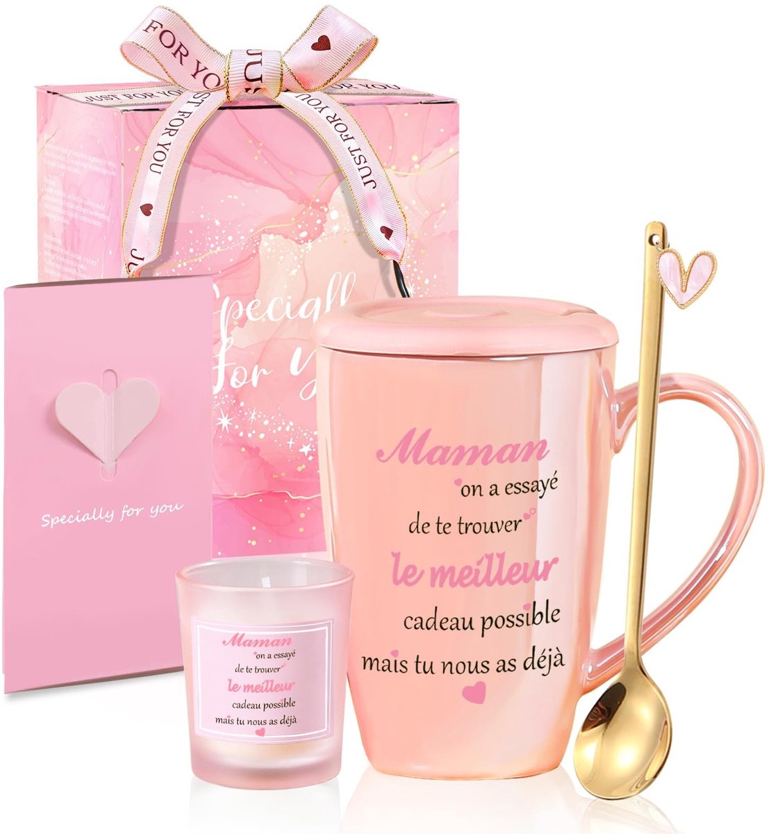 Dailygoods- Koffiemok 460 ml - Personaliseerbaar - Moederdag Cadeautje - Geschenkdoos - Geschikt voor Vaatwasser - Inclusief Lepel - Mok