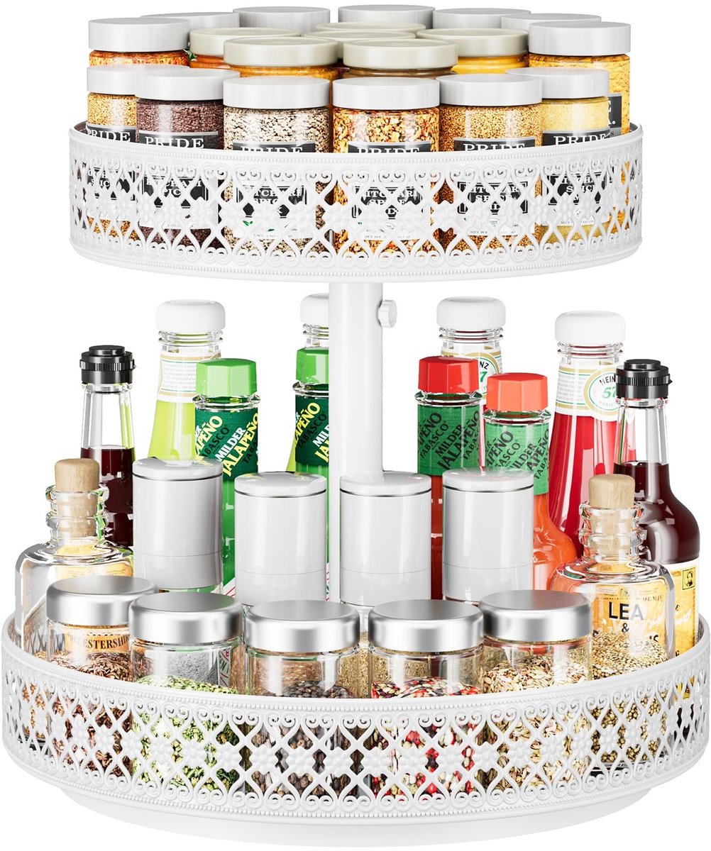 Dailygoods - Lazy Susan Specerijenrek - 360° Rotatable, 2 Laags voor Keuken