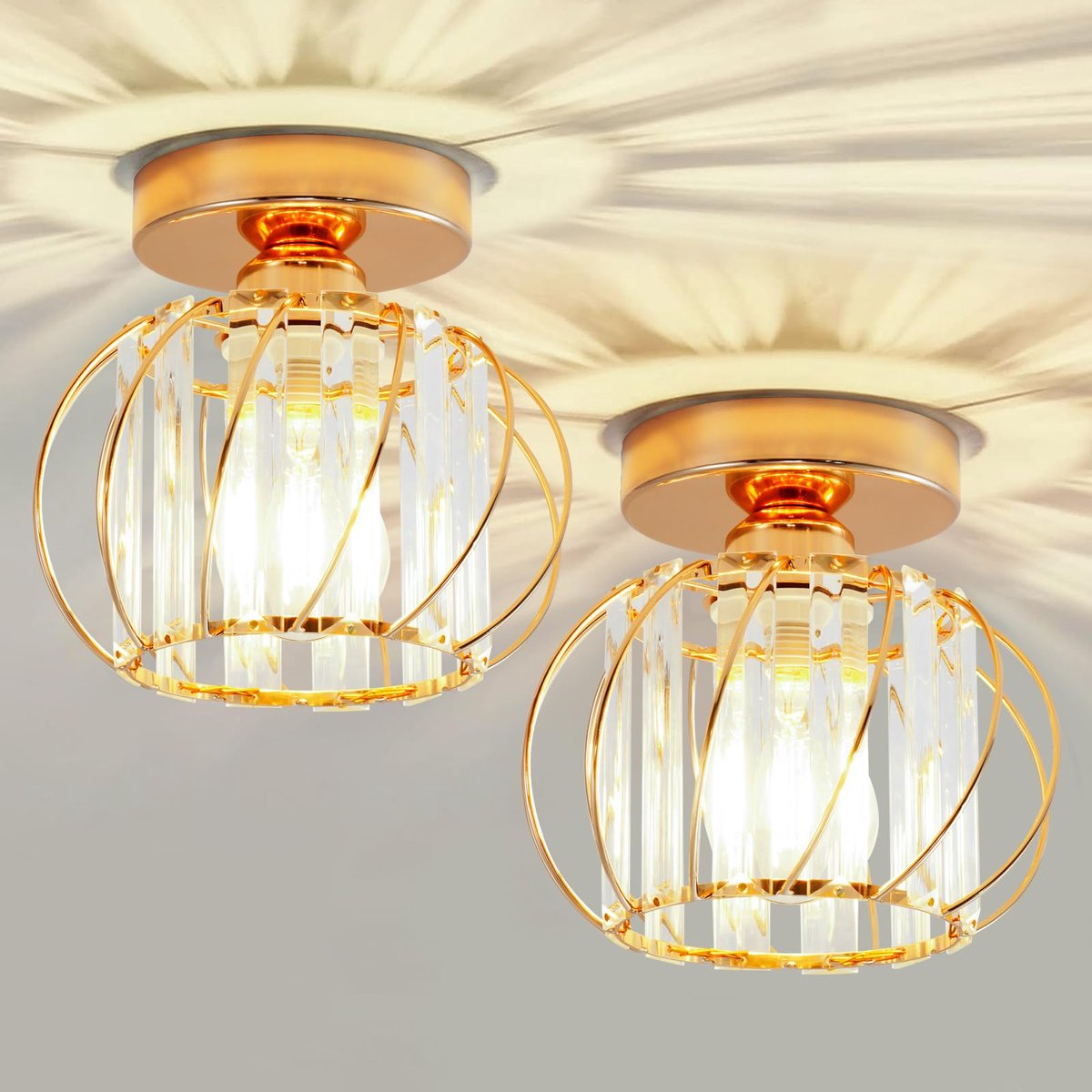 Dailygoods - Kroonluchter Kristallen Plafondlamp - Goud Moderne Mini Plafondarmaturen