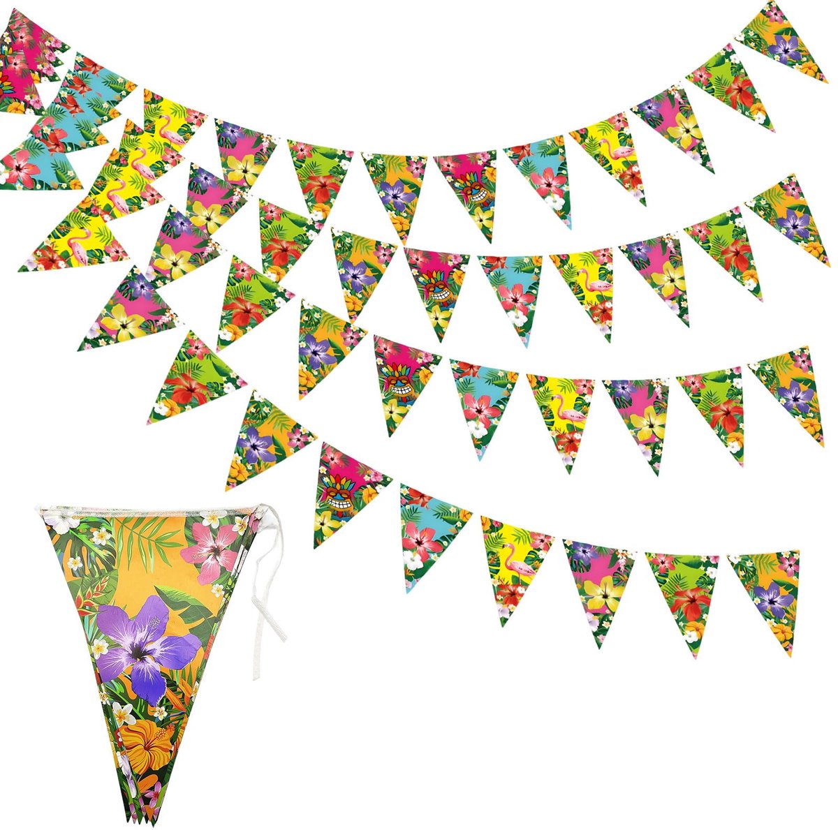 Dailygoods - 4 Stuks Hawaiian Bunting Banners - Kleurrijke Feestdecoraties