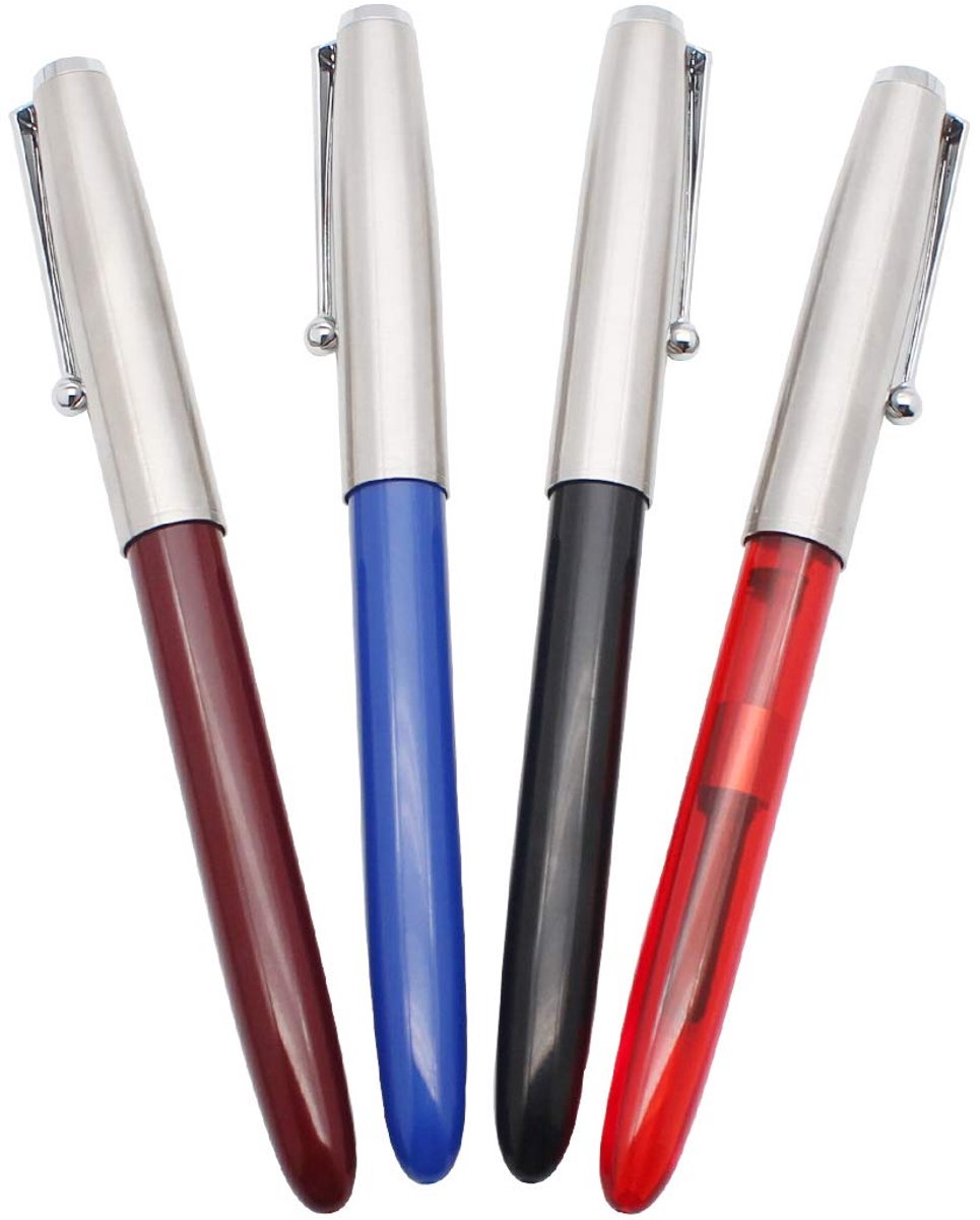Dailygoods - 4 Stuks Extra Licht Vulpen met Fijne Penpunt en Inkt Converter