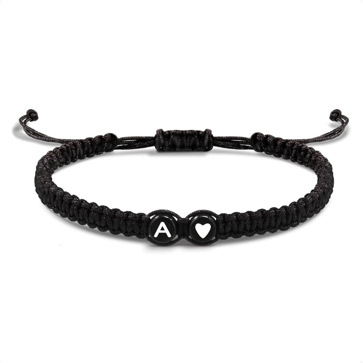 Dailygoods- Armband Verstelbaar - Gevlochten Vriendschapsband - Letter en Hart - Cadeau voor Koppels - Tijdloos Design - Hoogste Kwaliteit