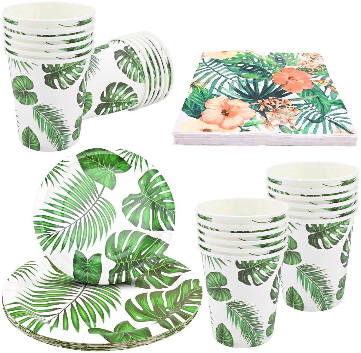 Dailygoods - 96 Stuks Hawaiian Party Tableware Set voor 24 Gasten
