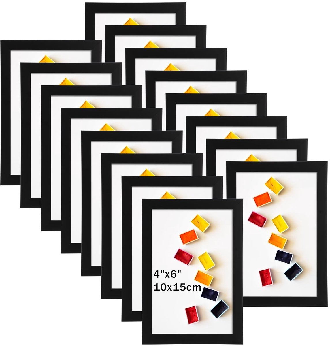Dailygoods - Pack van 16 Fotolijsten 10 x 15 cm - Zwart voor Wand en Tafel