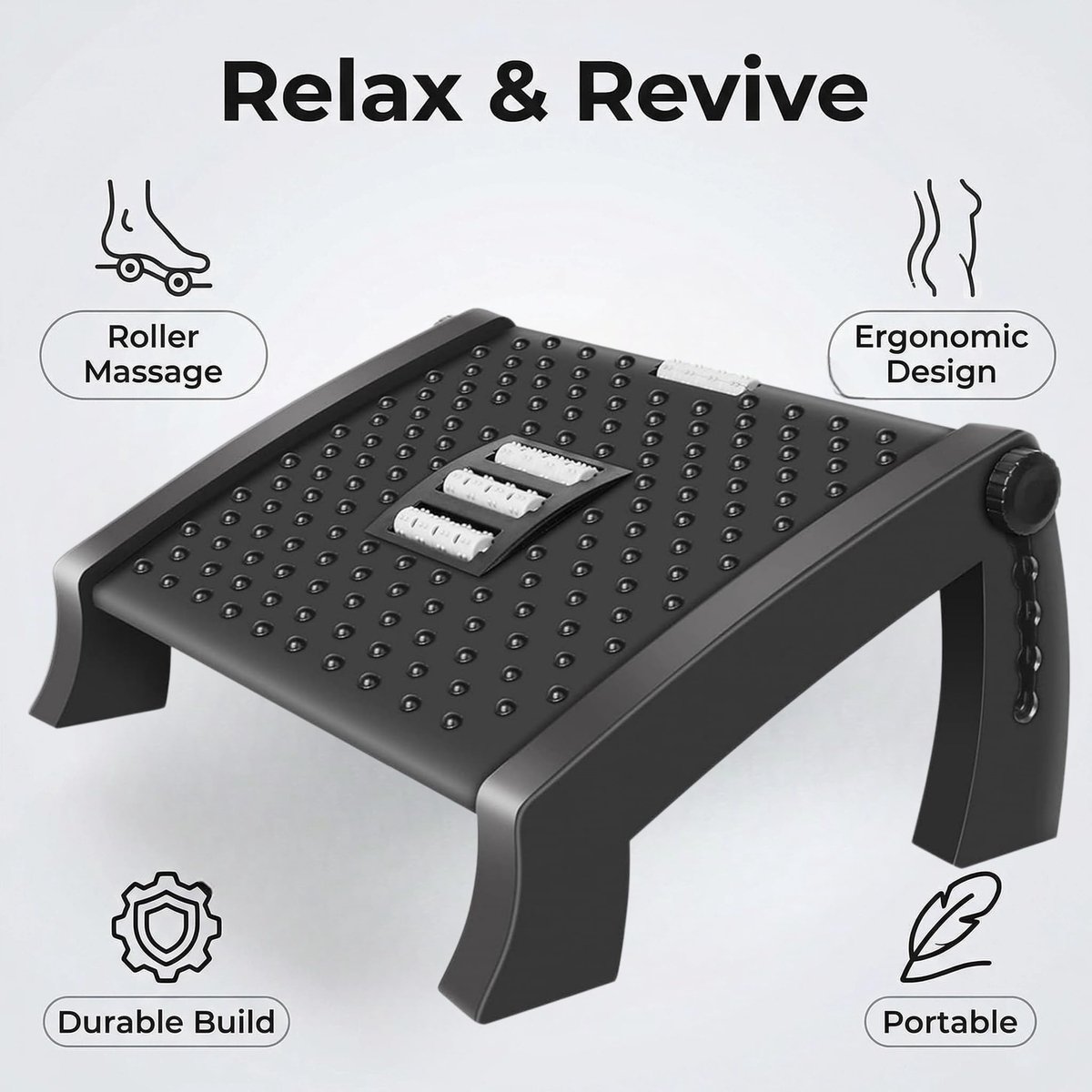 SnelShoppen - Voetsteun Bureau Hoogte Verstelbare Voetenbank Ergonomische Antislip Voetsteun met Massagefunctie voor Thuis, Kantoor en Reizen