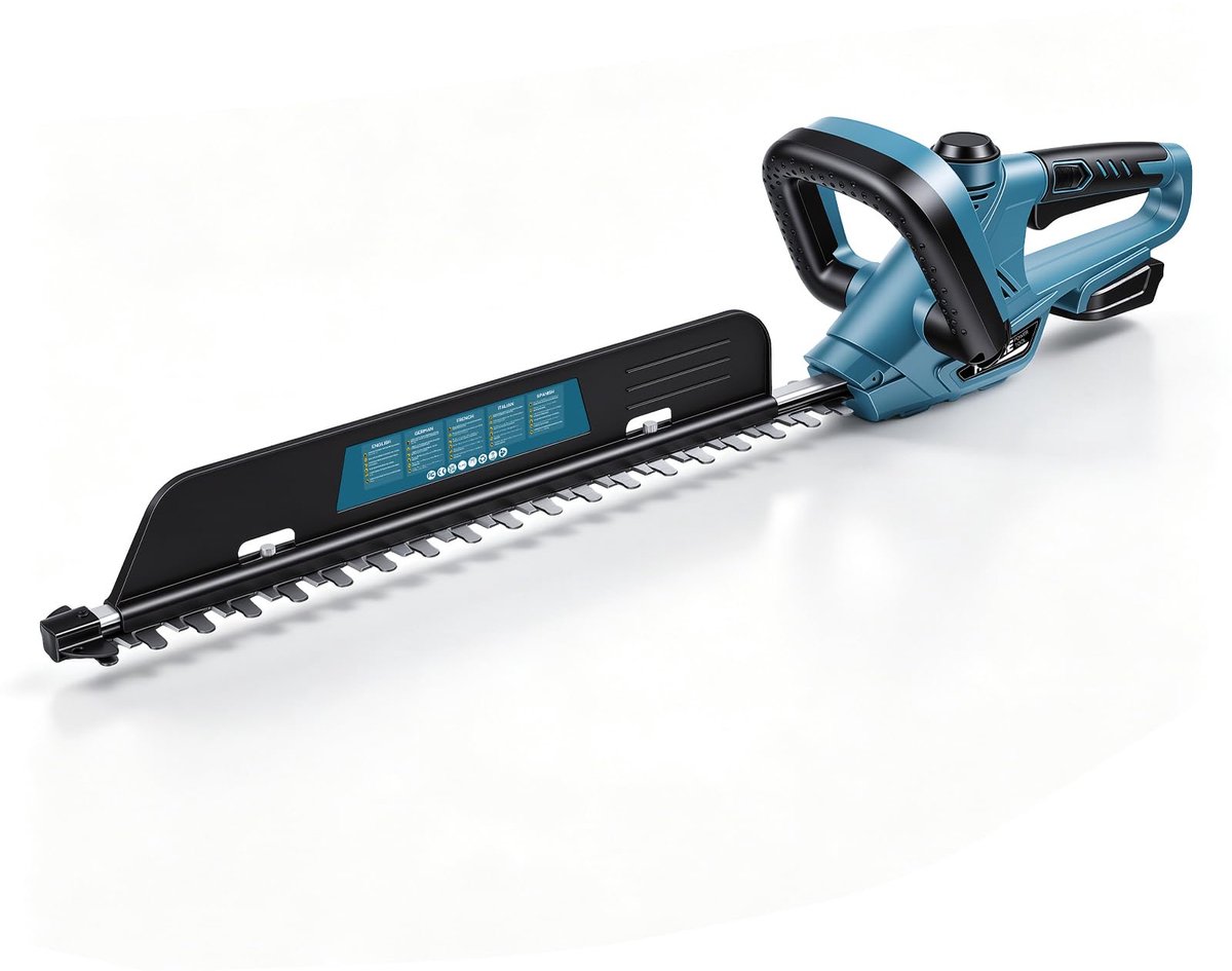 SnelShoppen - Accu-heggenschaar 18V, Draadloze Elektrische Heggenschaar met 52 cm Snijlengte, 20 mm Tandafstand, Borstelloze Motor en Draaibare Handgr