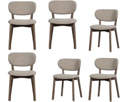 WOOOD Udar Eetkamerstoelen Houten Frame - Donkerbruin - Set van 6