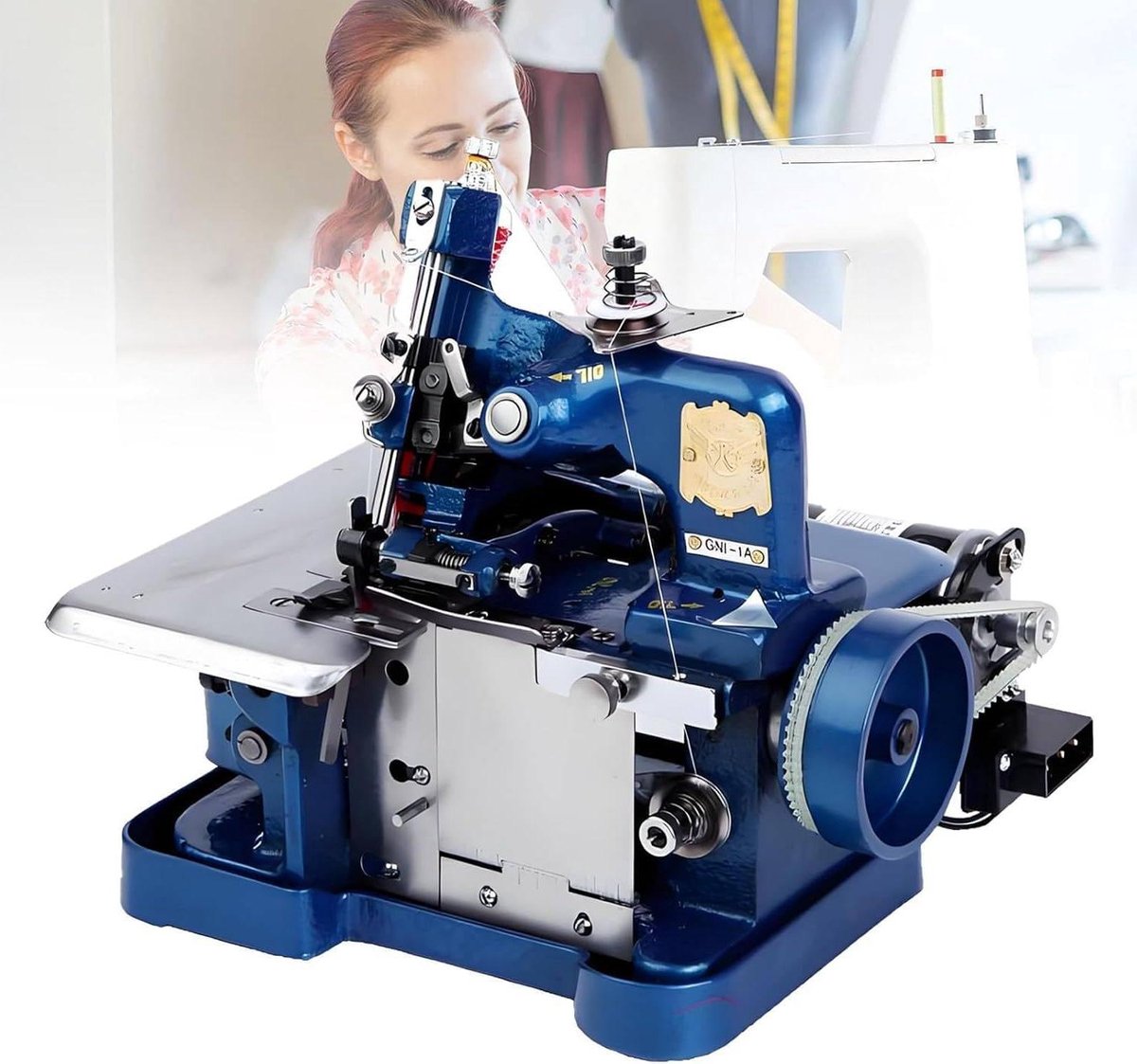 Elektrische Overlockmachine - Lockmachine Naaimachine - Zomen Stoffen Afwerken - Draagbaar Compact Ontwerp - 3000 steken/min - Blauw
