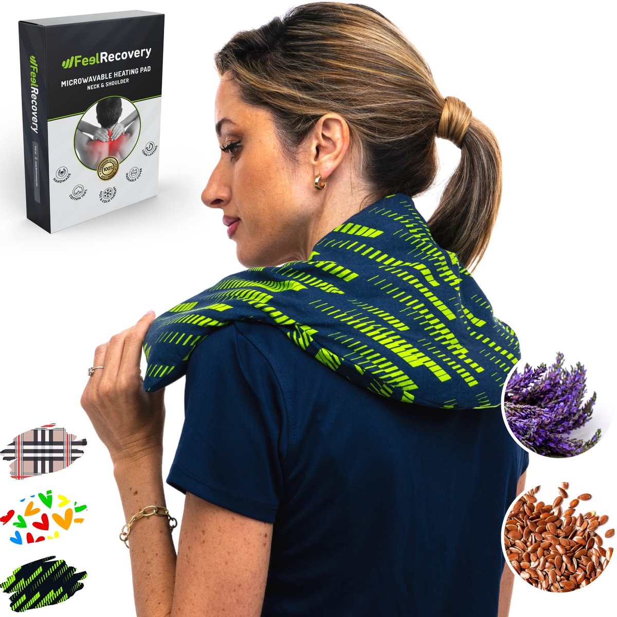 SnelShoppen - Pittenzak Nekkussen Maxi - Nekwarmer voor Magnetron (60x22 cm) - Lijnzaadkussen voor Nek en Schouders - Warmtezak met Wasbare Hoes, 100%